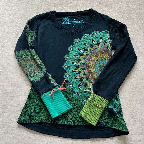 Desigual Tops - Desigual navy peacock sweater.